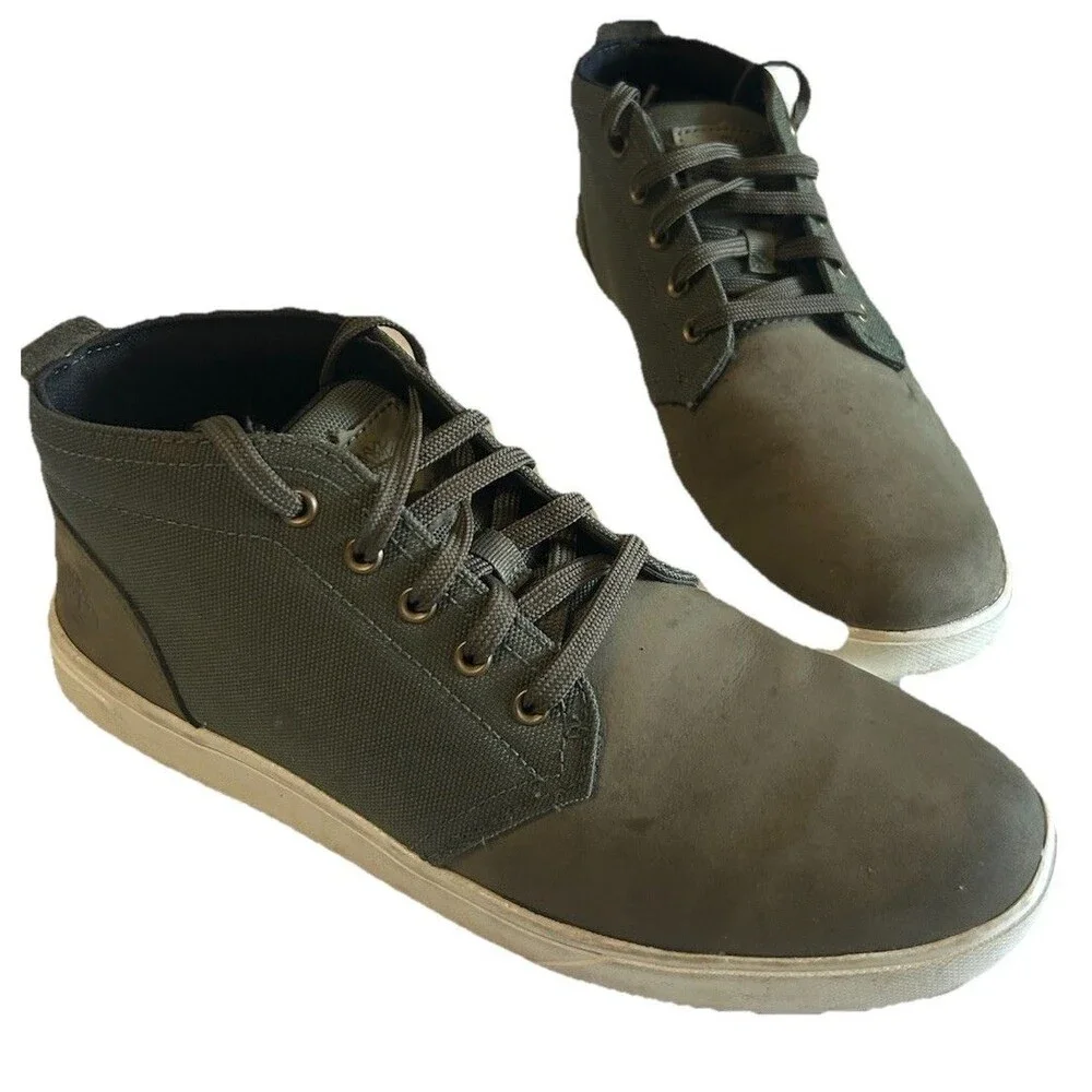 Timberland Davis Square Men's Size 7.5  Chukka Dark Green Nubuck Canvas Sneaker